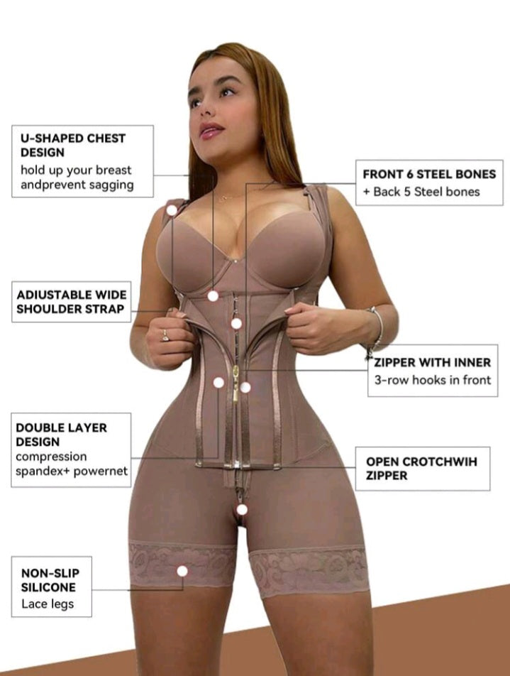 Colombian tummy control curve support bodysuit